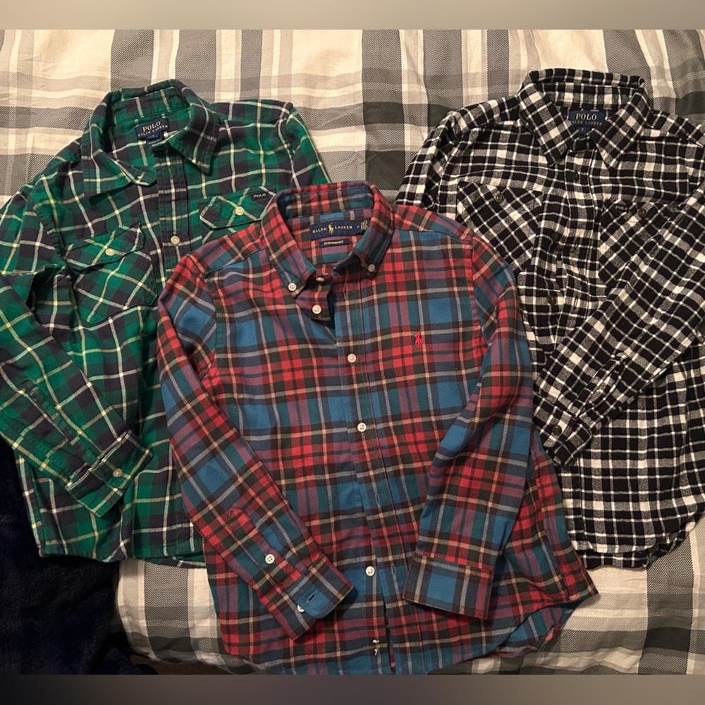 Ralph Lauren Polo flannel shirts size youth 7. Like new!